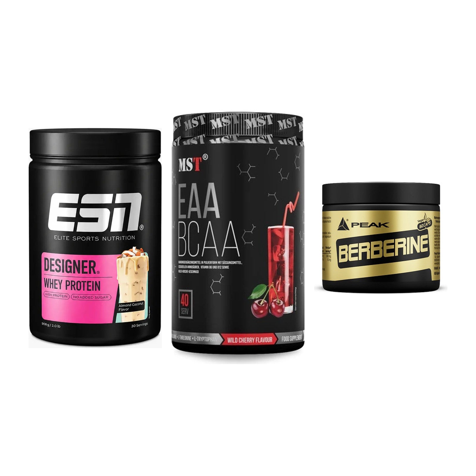 Definitionsphase-Set: ESN Designer + MST EAA & BCAA + Peak Berberine – alle enthaltenen Artikel