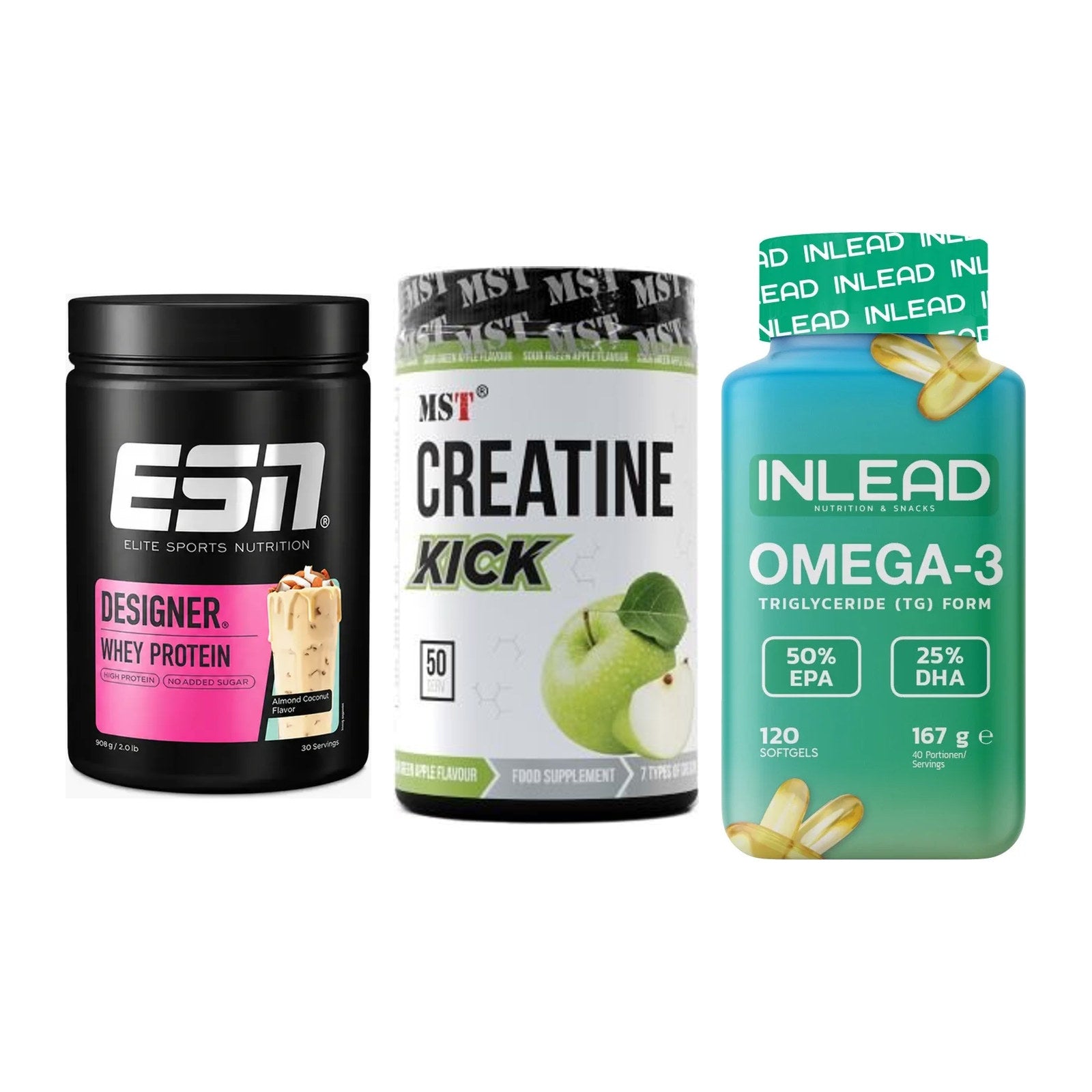 Definitionsphase-Set: ESN Designer + MST Creatine + INLEAD Omega-3 – alle enthaltenen Artikel