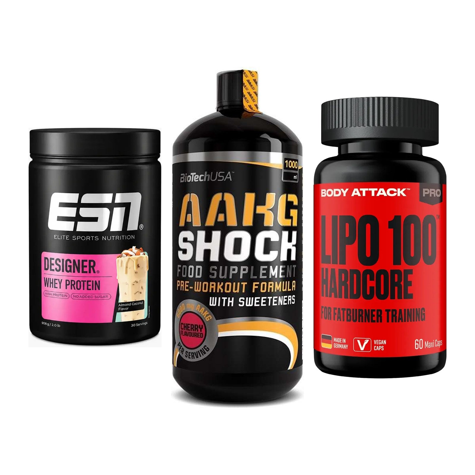 Definitionsphase-Set: ESN Designer + BioTech AAKG + Body Attack – alle enthaltenen Artikel