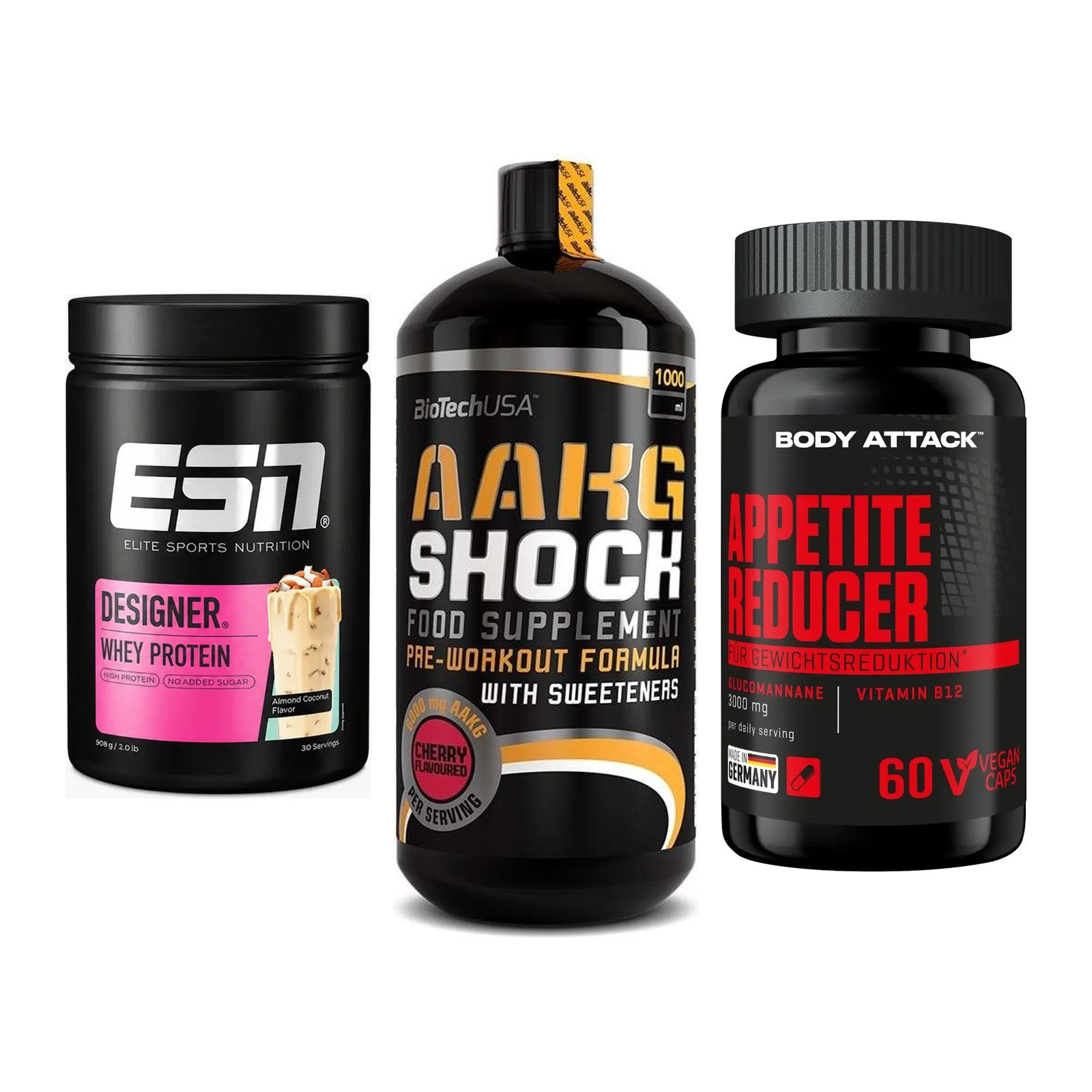 Definitionsphase-Set: ESN Designer + BioTech AAKG + Body Attack – alle enthaltenen Artikel