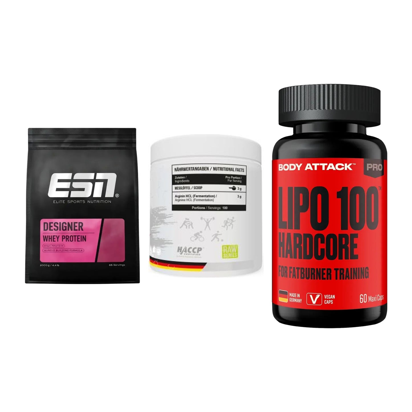 Definitionsphase-Set: ESN Designer + MST Arginine + Body Attack – alle enthaltenen Artikel