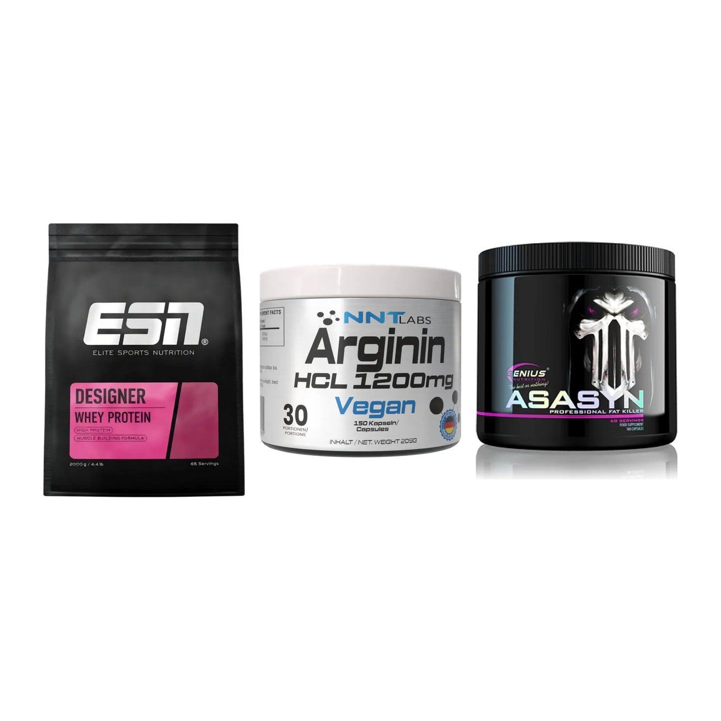 Definitionsphase-Set: ESN Designer + NNT Arginin + Genius Nutriti – alle enthaltenen Artikel
