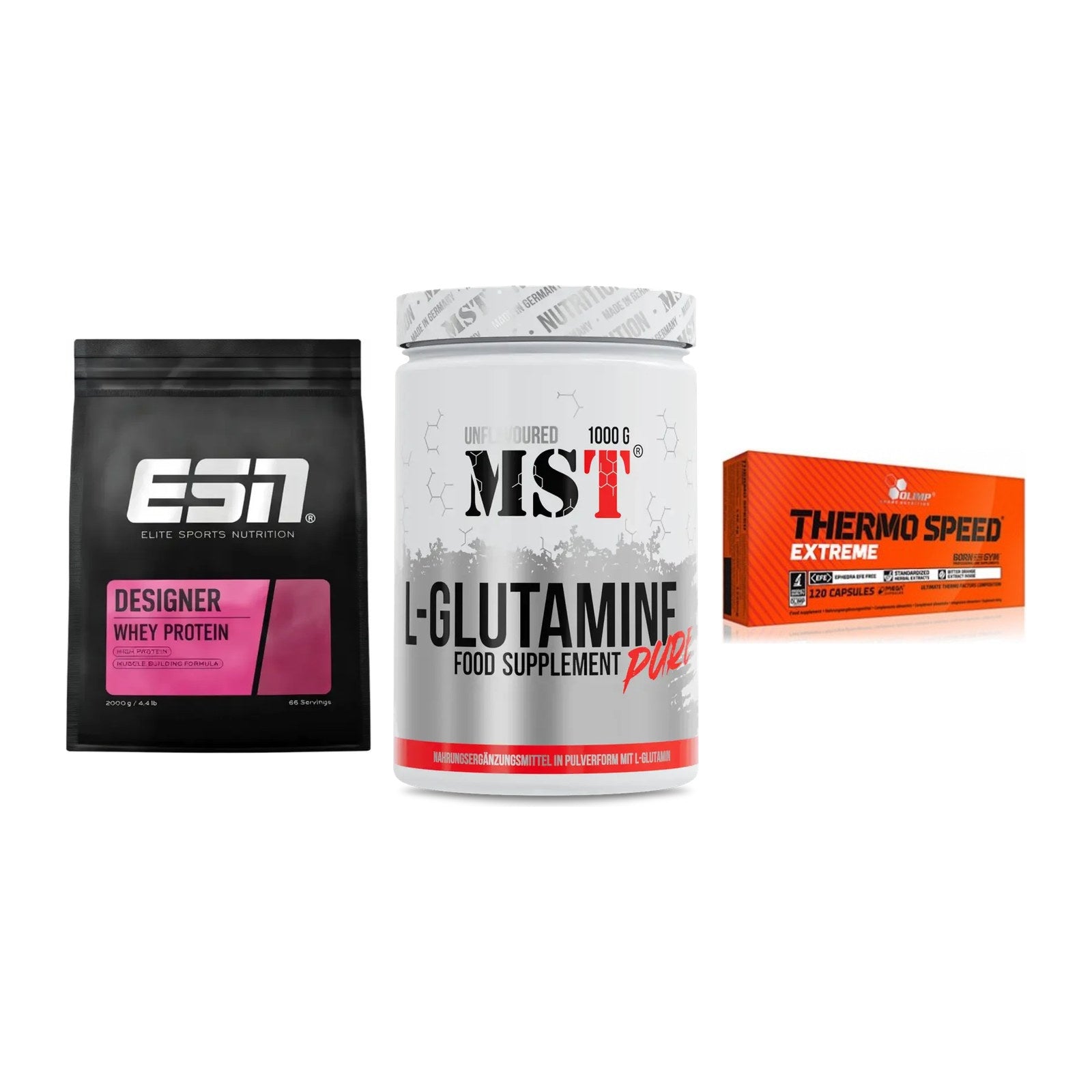 Definitionsphase-Set: ESN Designer + MST Glutamine + Olimp Thermo – alle enthaltenen Artikel