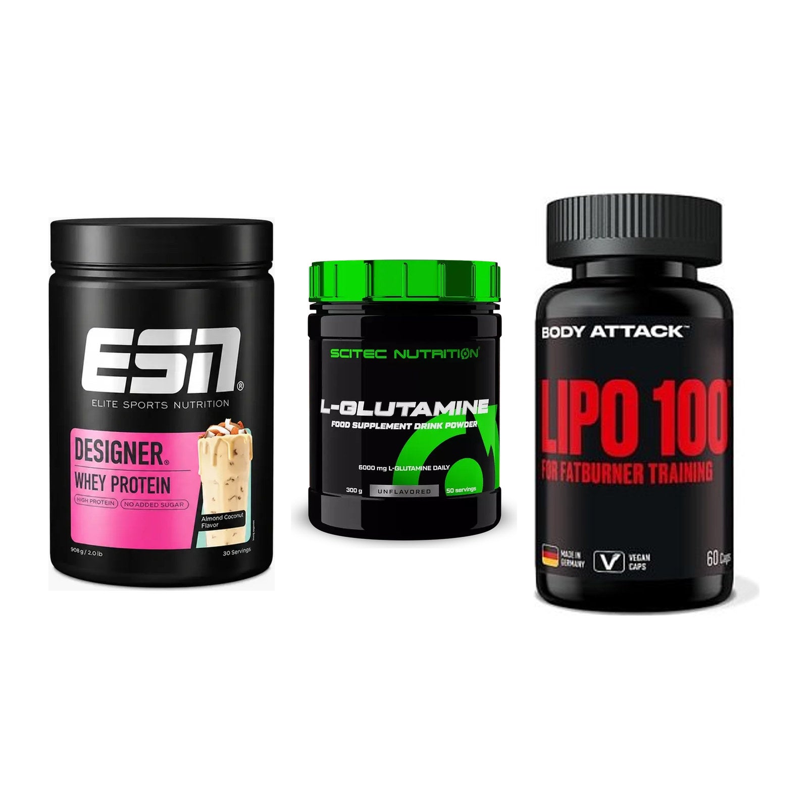 Definitionsphase-Set: ESN Designer + Scitec L-Gluta + Body Attack – alle enthaltenen Artikel