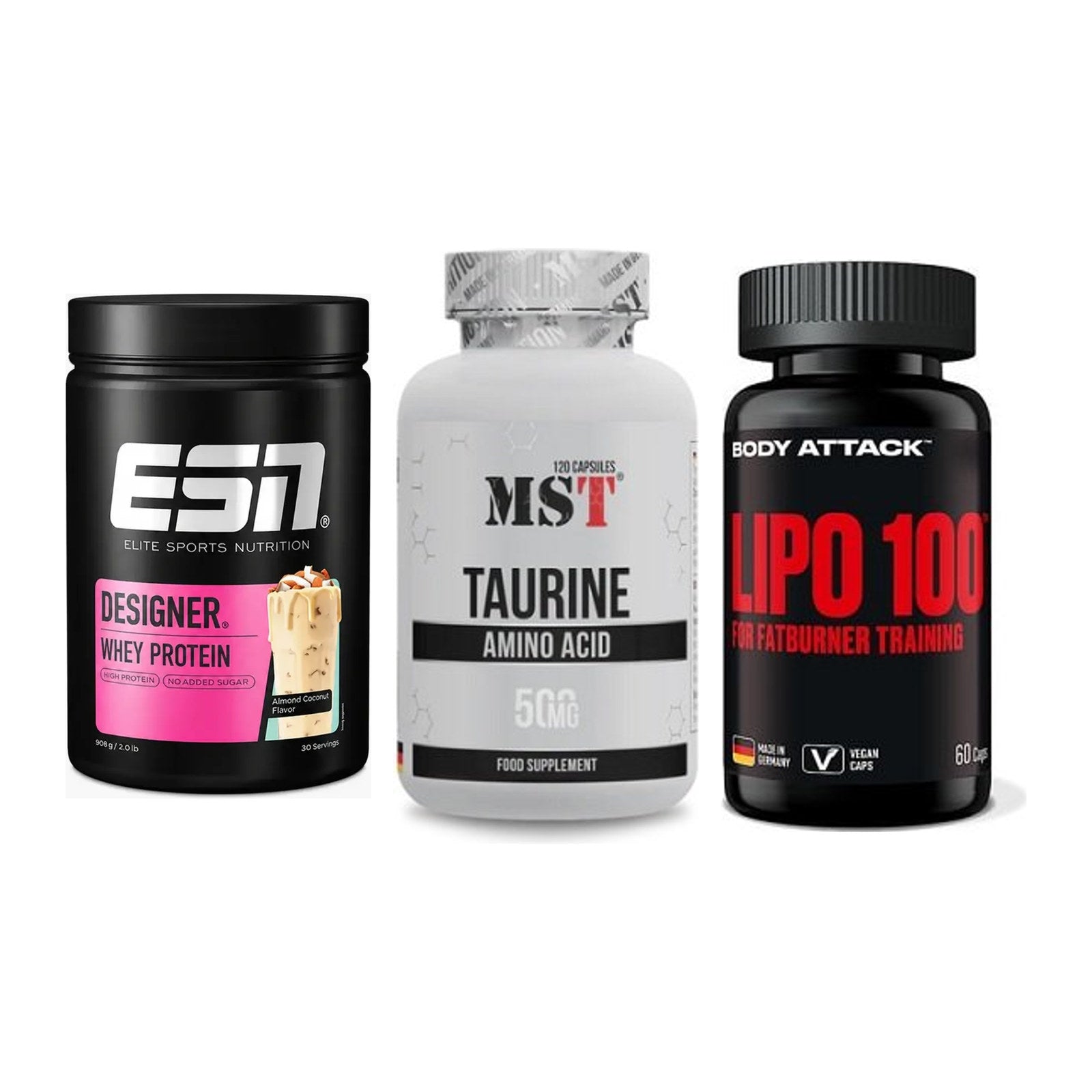 Definitionsphase-Set: ESN Designer + MST Taurine + Body Attack – alle enthaltenen Artikel