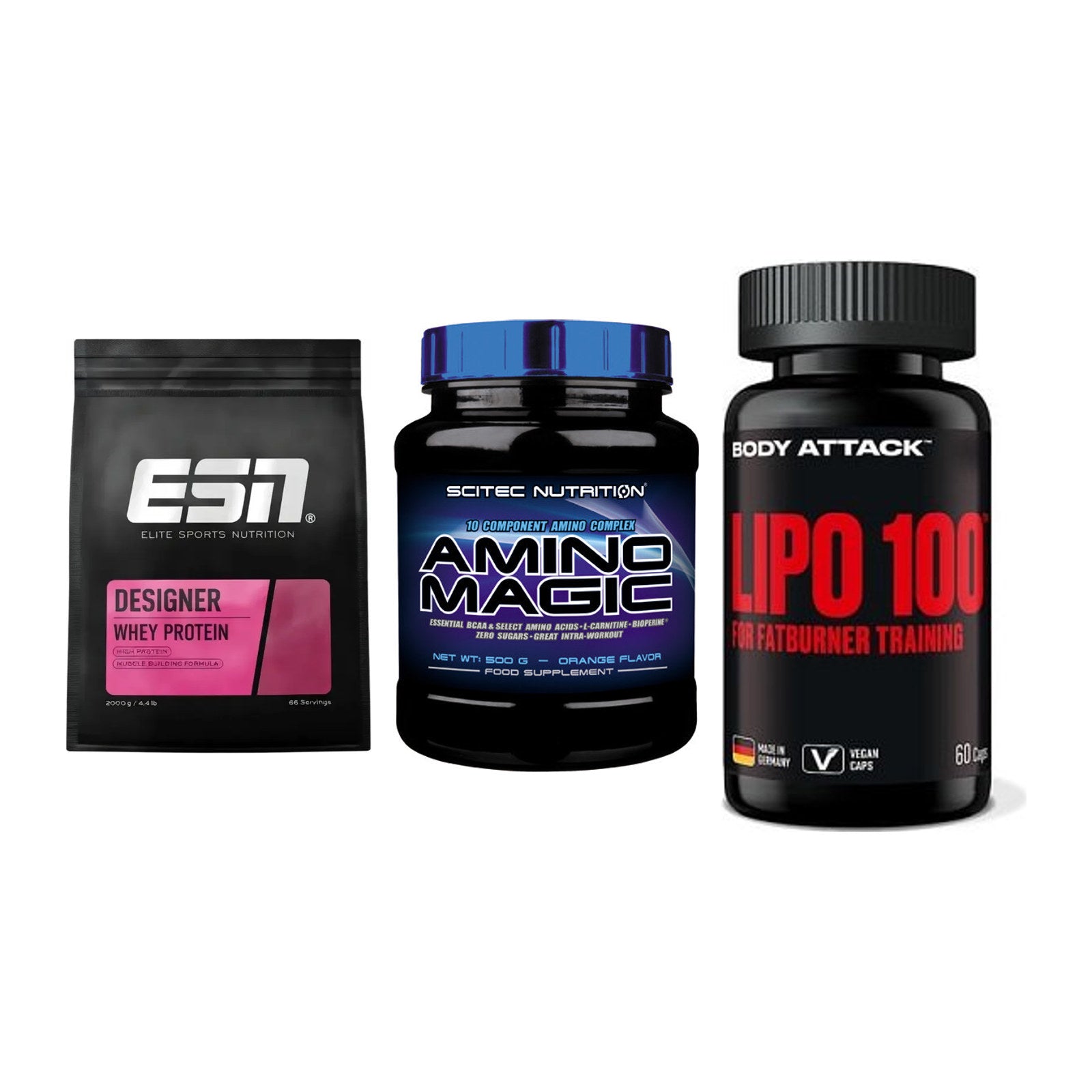 Definitionsphase-Set: ESN Designer + Scitec Amino + Body Attack – alle enthaltenen Artikel