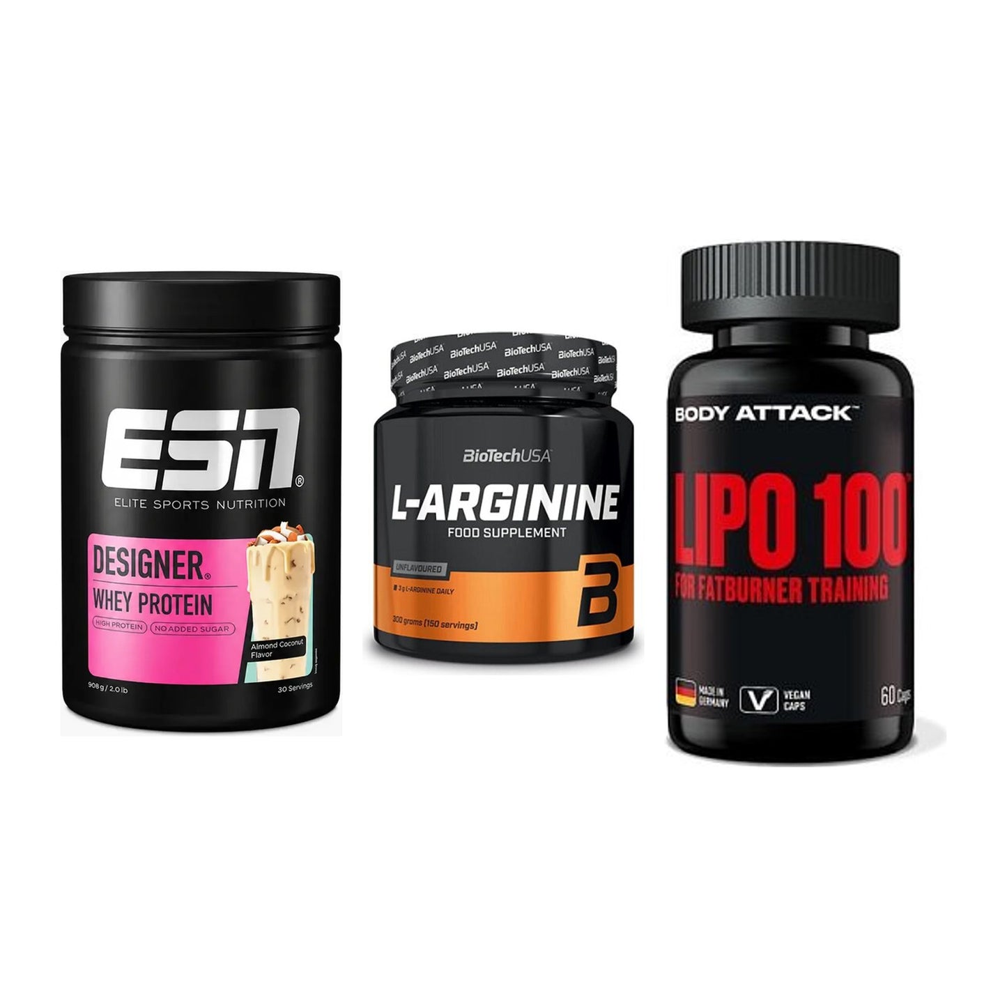 Definitionsphase-Set: ESN Designer + BioTech L-Argi + Body Attack – alle enthaltenen Artikel