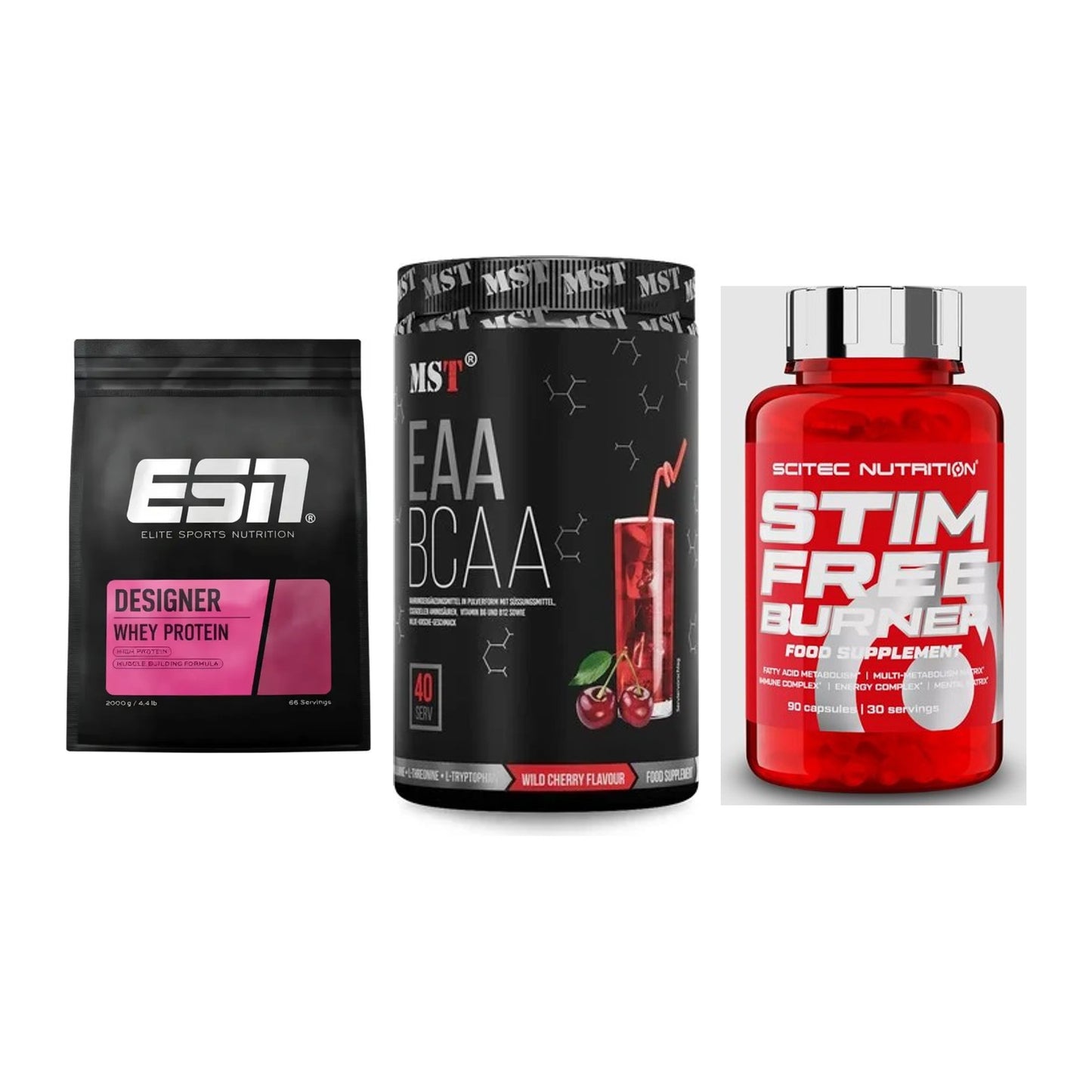 Definitionsphase-Set: ESN Designer + MST EAA & BCAA + Scitec Stim – alle enthaltenen Artikel