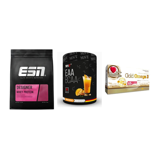 Definitionsphase-Set: ESN Designer + MST EAA & BCAA + Olimp Omega 3 – alle enthaltenen Artikel