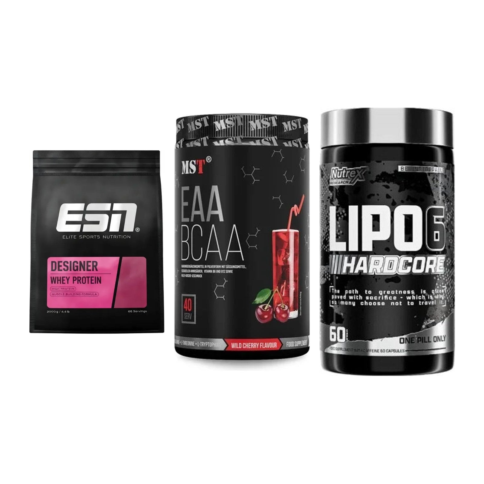 Definitionsphase-Set: ESN Designer + MST EAA & BCAA + Nutrex Lipo 6 – alle enthaltenen Artikel