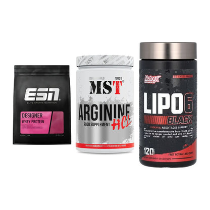 Definitionsphase-Set: ESN Designer + MST Arginine + Nutrex Lipo 6 – alle enthaltenen Artikel