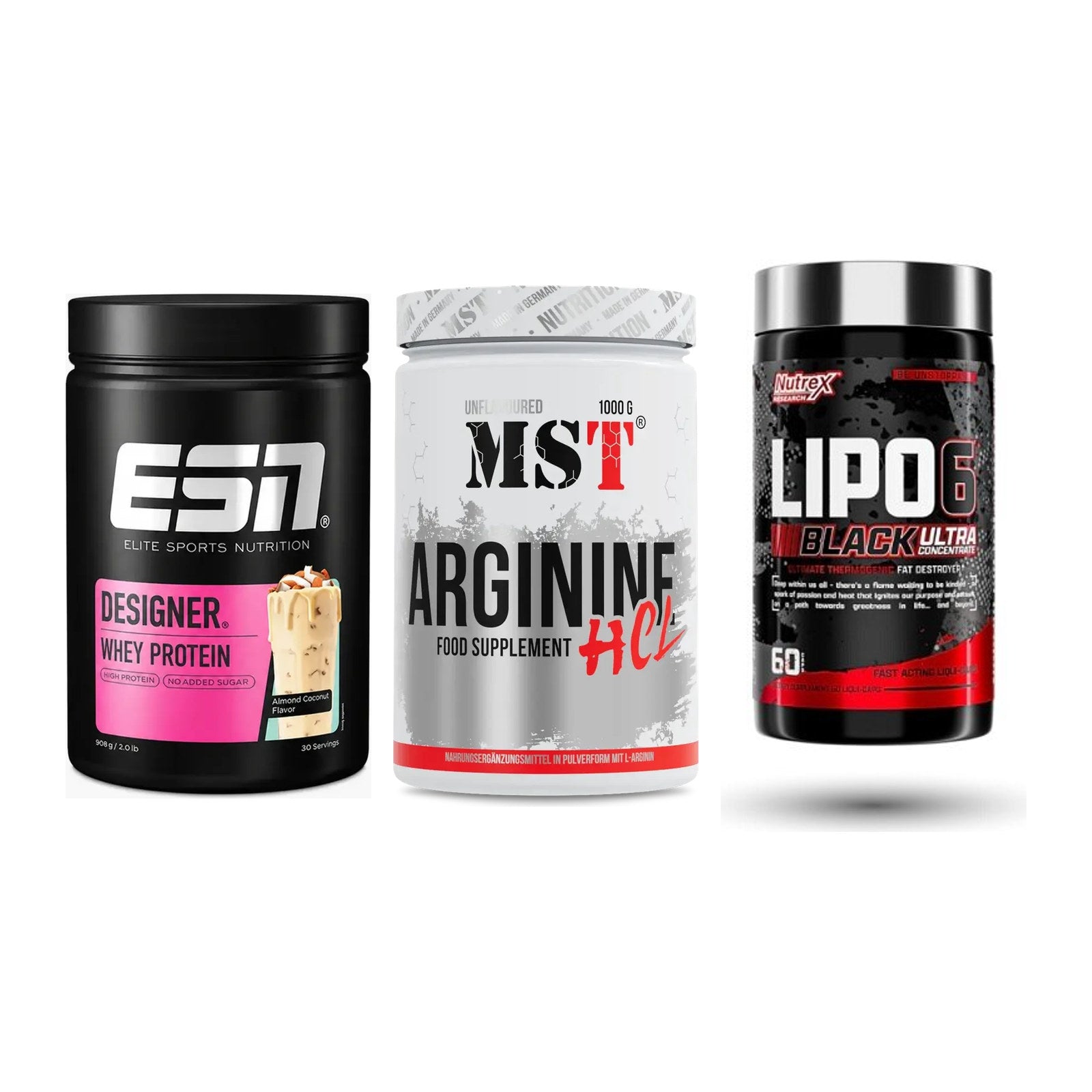 Definitionsphase-Set: ESN Designer + MST Arginine + Nutrex Lipo 6 – alle enthaltenen Artikel