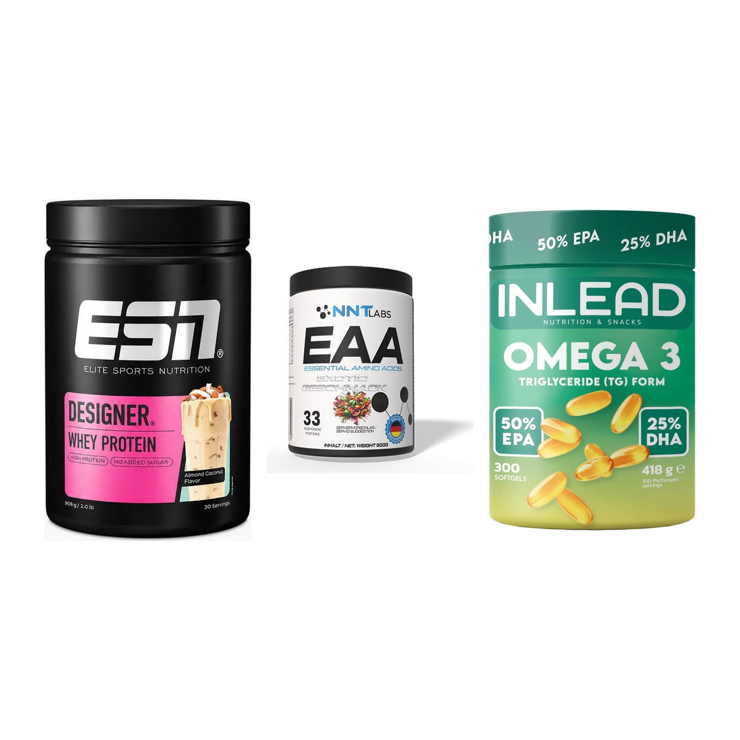 Definitionsphase-Set: ESN Designer Whey + NNT EAA + INLEAD Omega-3 – alle enthaltenen Artikel