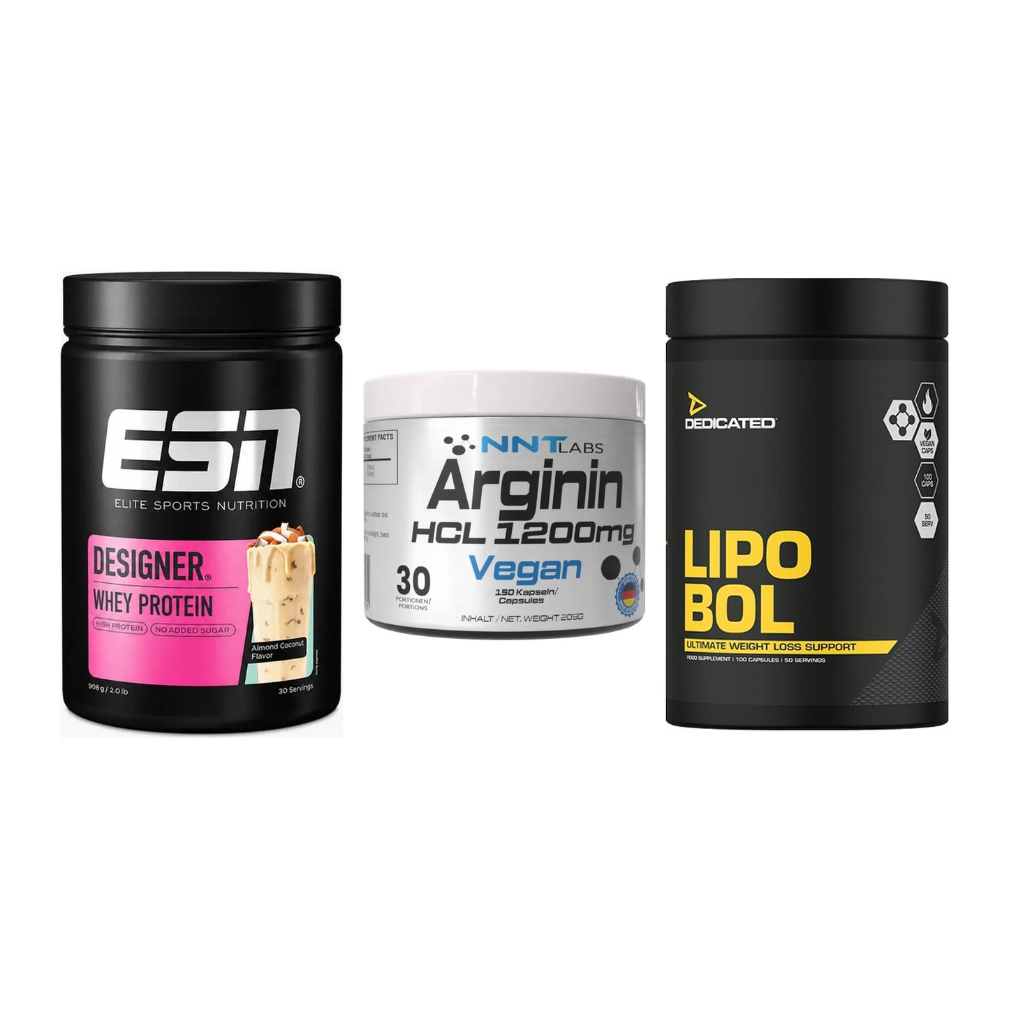 Definitionsphase-Set: ESN Designer + NNT Arginin + Dedicated – alle enthaltenen Artikel