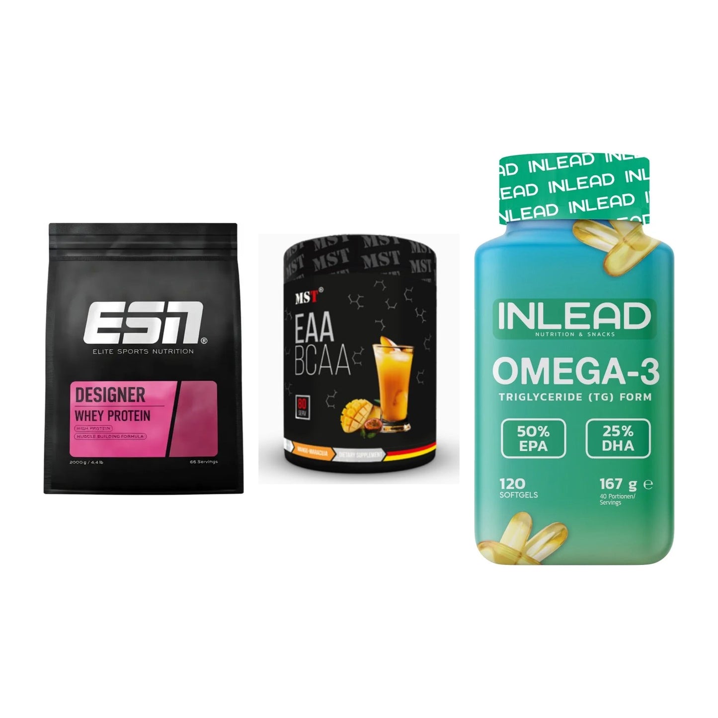 Definitionsphase-Set: ESN Designer + MST EAA & BCAA + INLEAD Omega-3 – alle enthaltenen Artikel