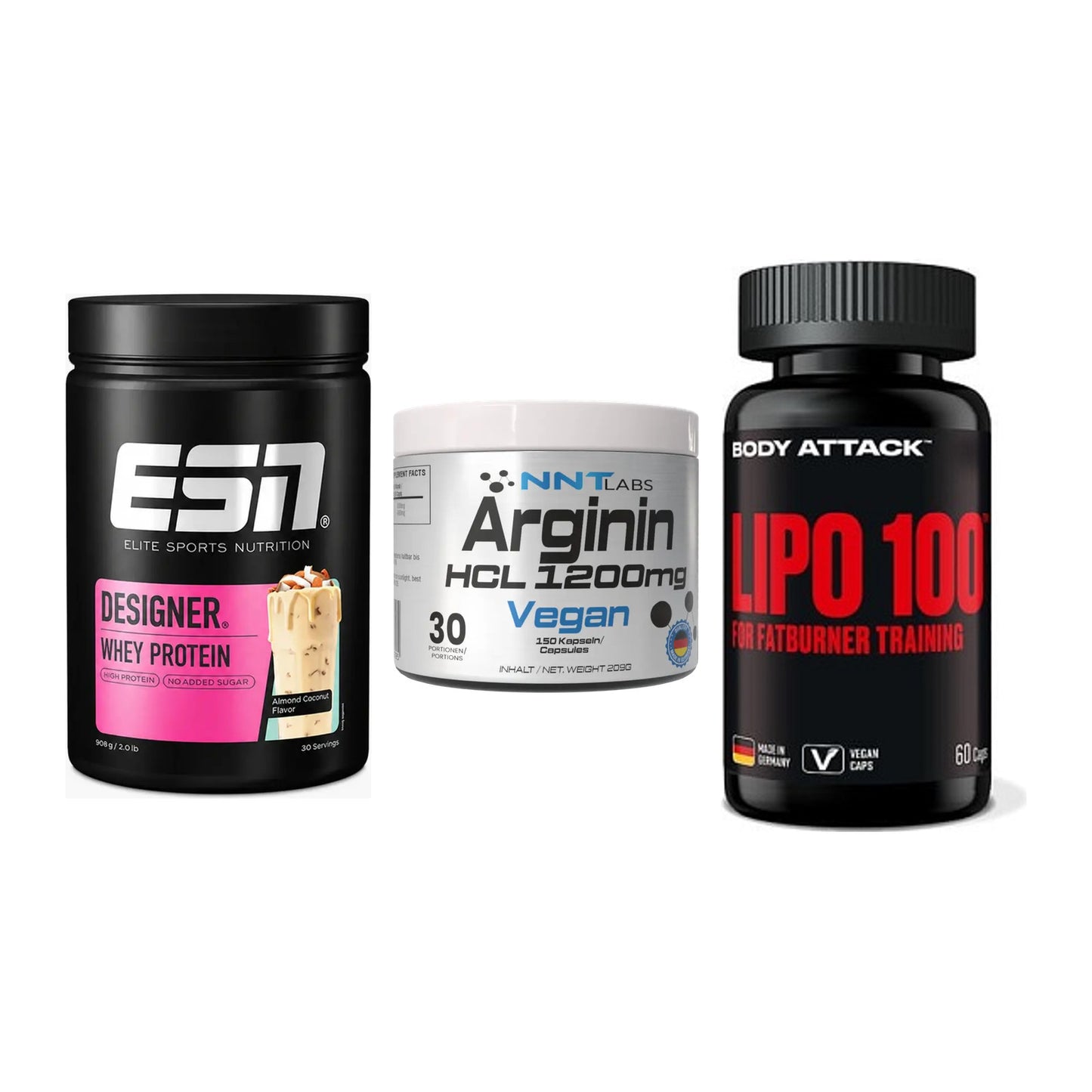 Definitionsphase-Set: ESN Designer + NNT Arginin + Body Attack – alle enthaltenen Artikel
