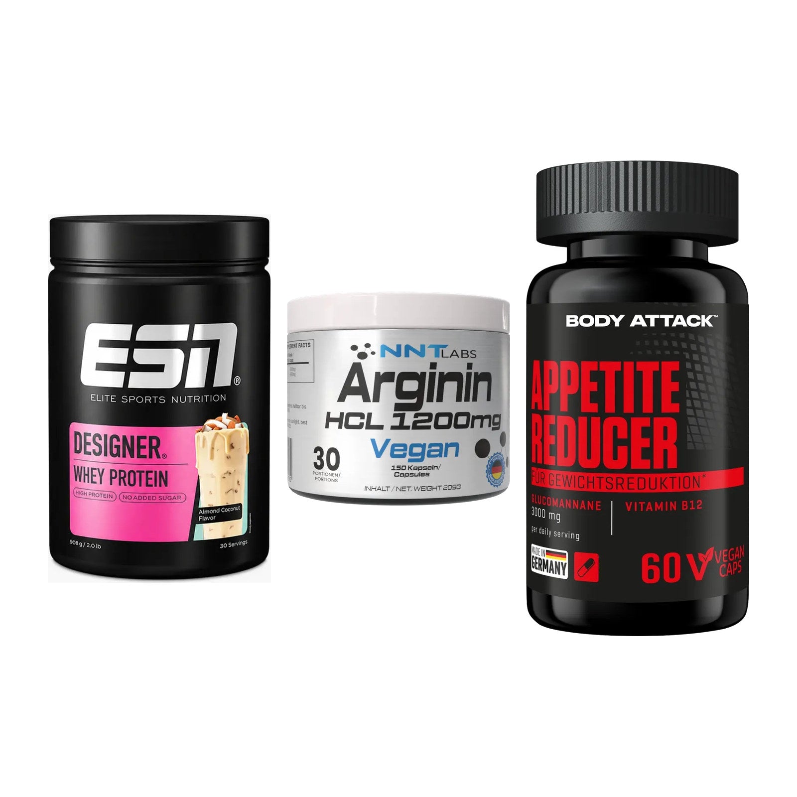 Definitionsphase-Set: ESN Designer + NNT Arginin + Body Attack – alle enthaltenen Artikel