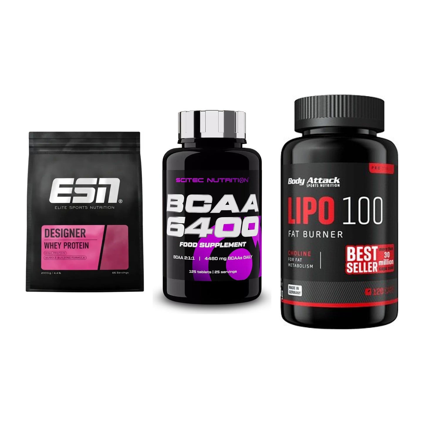 Definitionsphase-Set: ESN Designer + Scitec BCAA + Body Attack – alle enthaltenen Artikel