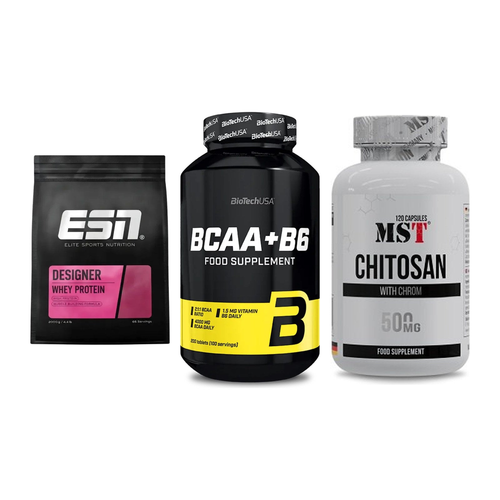 Definitionsphase-Set: ESN Designer + BioTech BCAA+B + MST Chitosan – alle enthaltenen Artikel