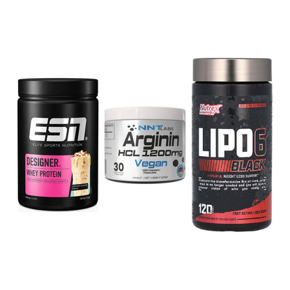 Definitionsphase-Set: ESN Designer + NNT Arginin + Nutrex Lipo 6 – alle enthaltenen Artikel