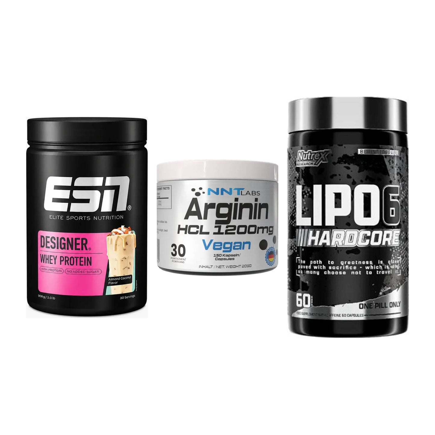 Definitionsphase-Set: ESN Designer + NNT Arginin + Nutrex Lipo 6 – alle enthaltenen Artikel
