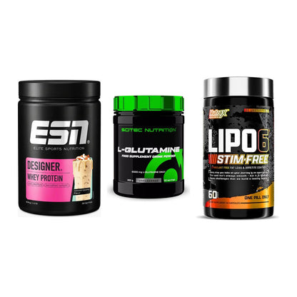 Definitionsphase-Set: ESN Designer + Scitec L-Gluta + Nutrex Lipo 6 – alle enthaltenen Artikel