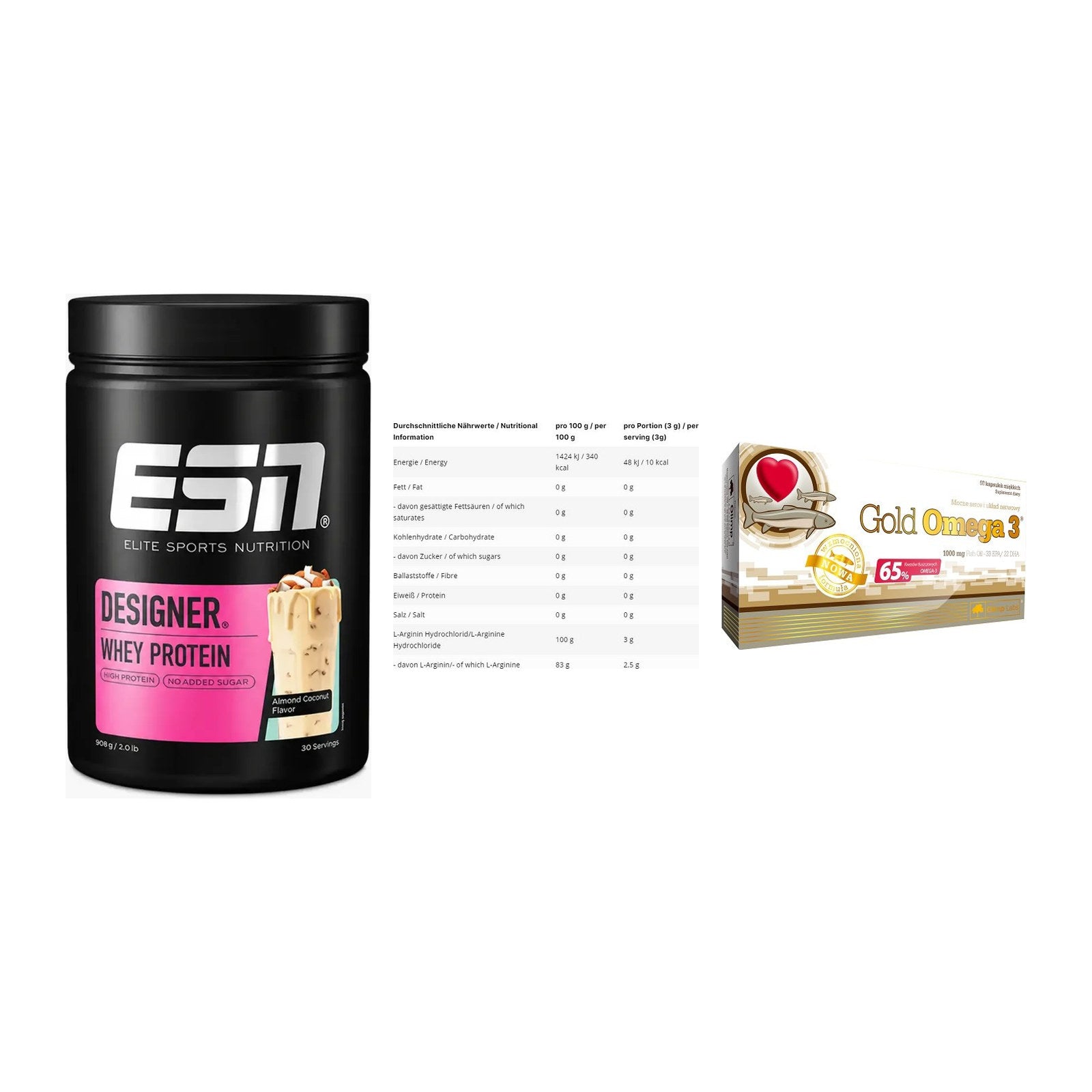 Definitionsphase-Set: ESN Designer + INLEAD L-Argin + Olimp Omega 3 – alle enthaltenen Artikel