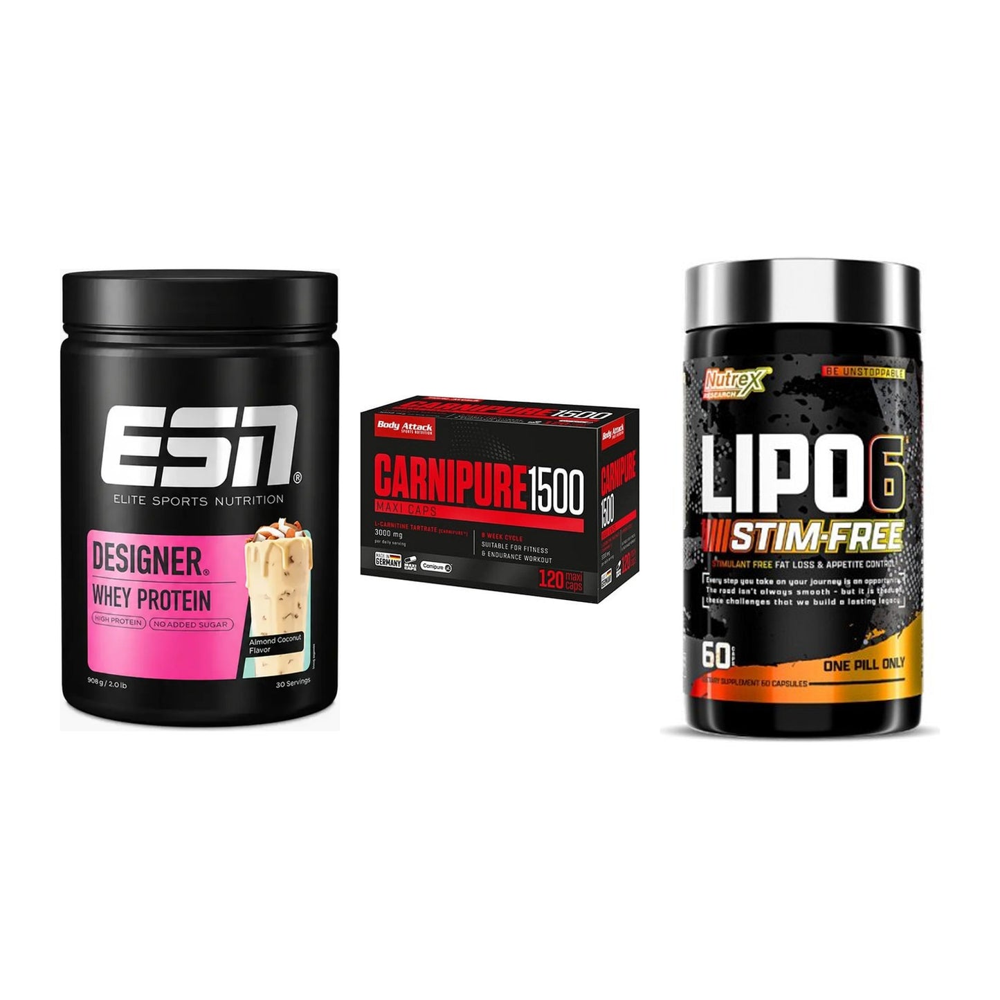 Definitionsphase-Set: ESN Designer + Body Attack + Nutrex Lipo 6 – alle enthaltenen Artikel