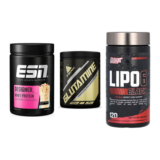 Definitionsphase-Set: ESN Designer + Peak Glutamin + Nutrex Lipo 6 – alle enthaltenen Artikel