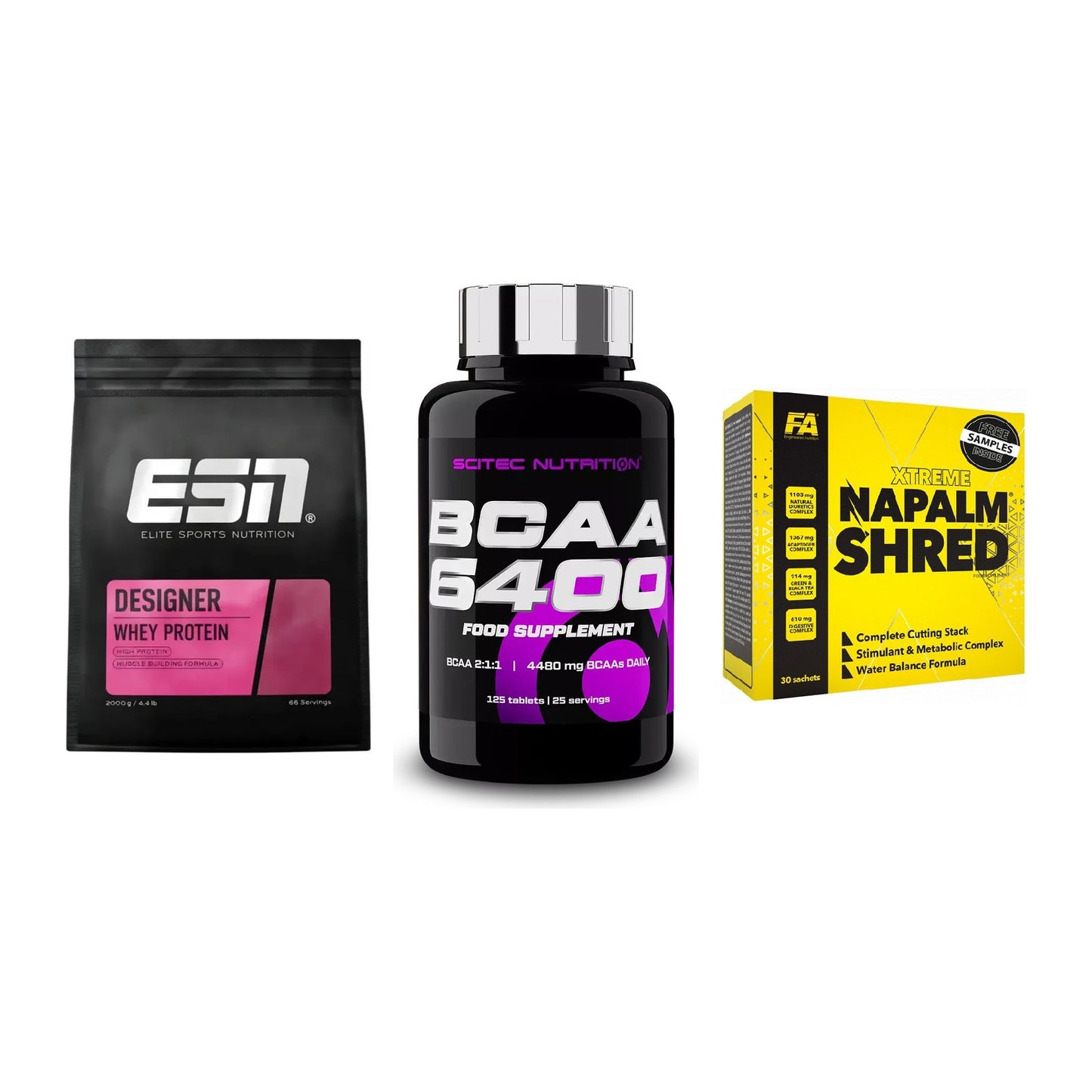 Definitionsphase-Set: ESN Designer + Scitec BCAA + FA Nutrition – alle enthaltenen Artikel