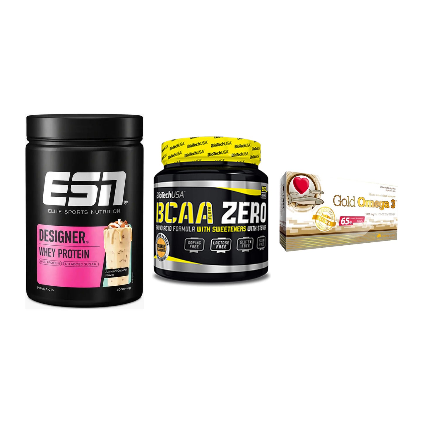 Definitionsphase-Set: ESN Designer + BioTech BCAA + Olimp Omega 3 – alle enthaltenen Artikel