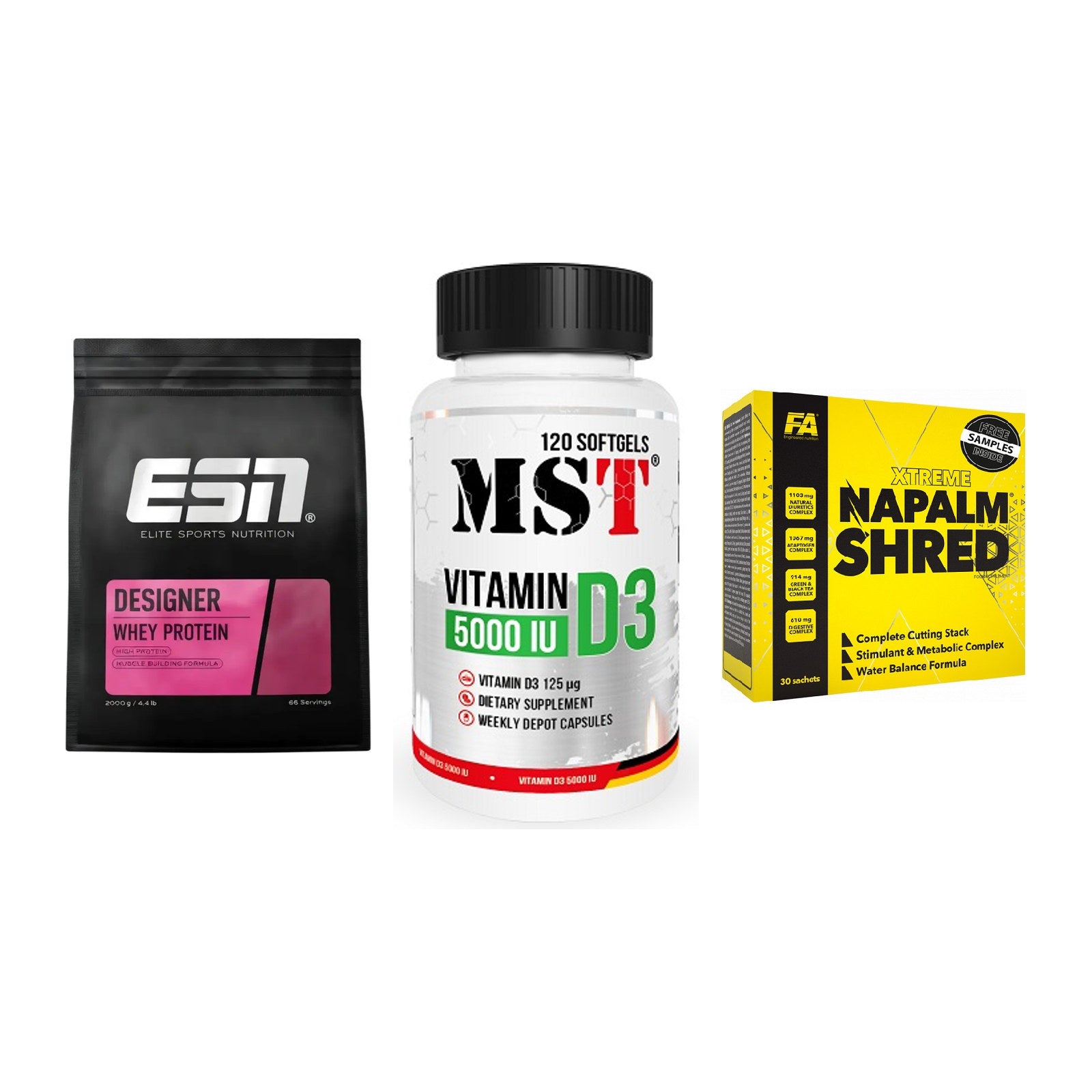Definitionsphase-Set: ESN Designer + MST Vitamin D3 + FA Nutrition – alle enthaltenen Artikel