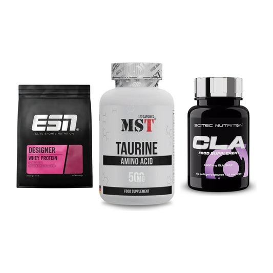 Definitionsphase-Set: ESN Designer Whey + MST Taurine + Scitec CLA – alle enthaltenen Artikel
