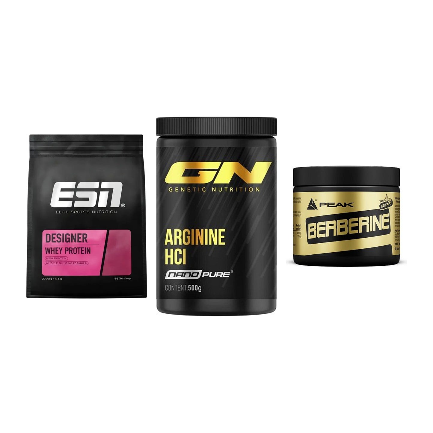 Definitionsphase-Set: ESN Designer + GN Arginine + Peak Berberine – alle enthaltenen Artikel