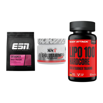 Definitionsphase-Set: ESN Designer + MST Glutamine + Body Attack – alle enthaltenen Artikel
