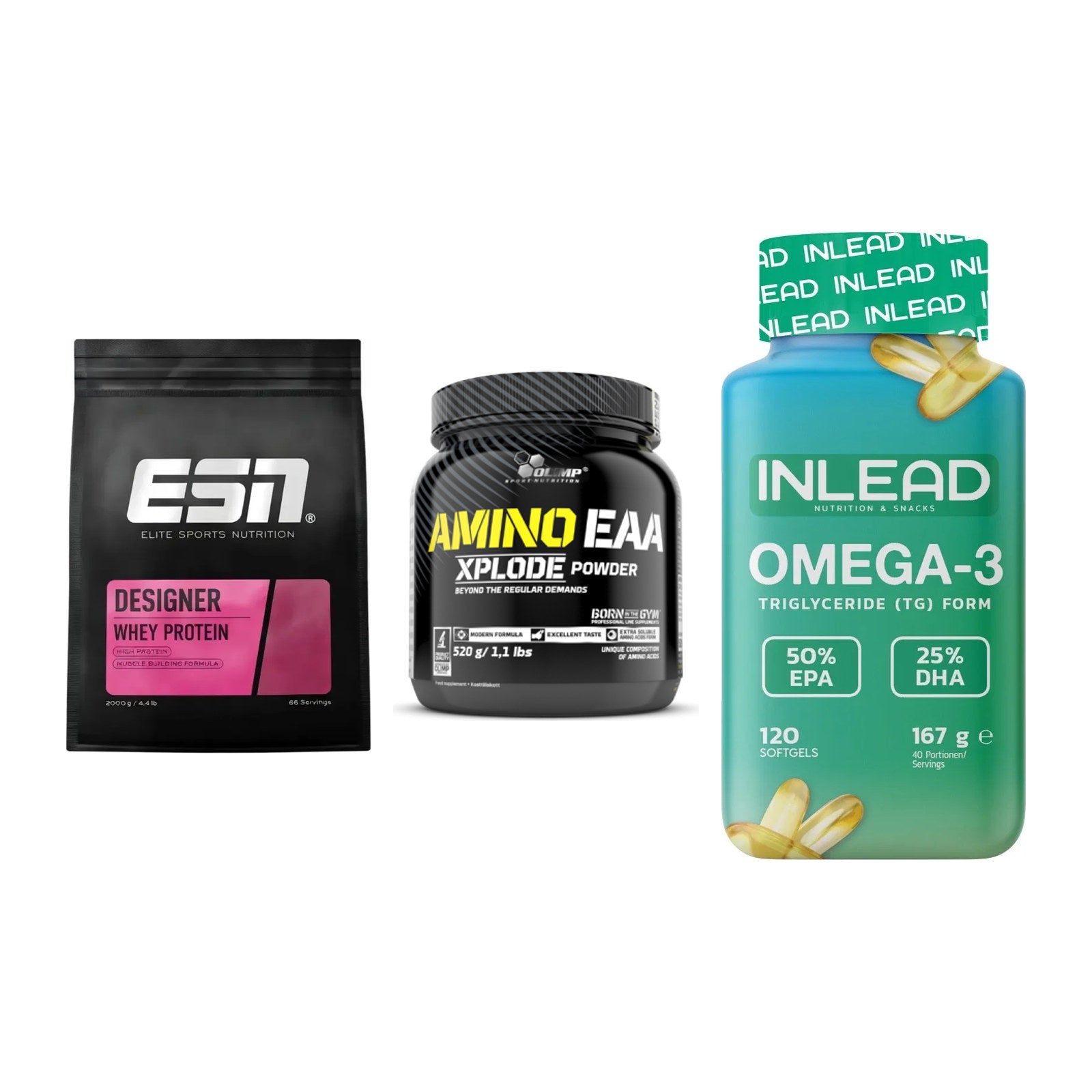 Definitionsphase-Set: ESN Designer + Olimp Amino + INLEAD Omega-3 – alle enthaltenen Artikel