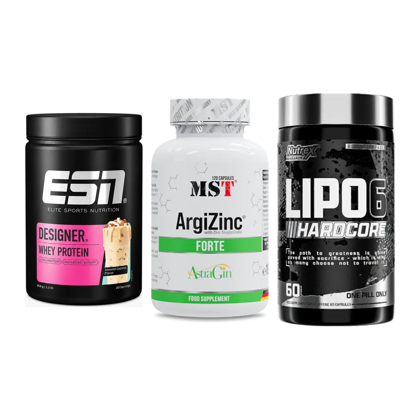 Definitionsphase-Set: ESN Designer + MST ArgiZinc + Nutrex Lipo 6 – alle enthaltenen Artikel