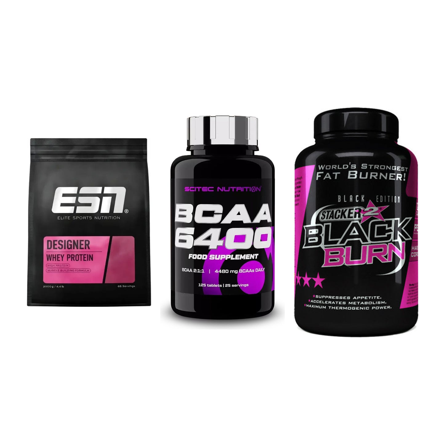 Definitionsphase-Set: ESN Designer + Scitec BCAA + Stacker2 Black – alle enthaltenen Artikel