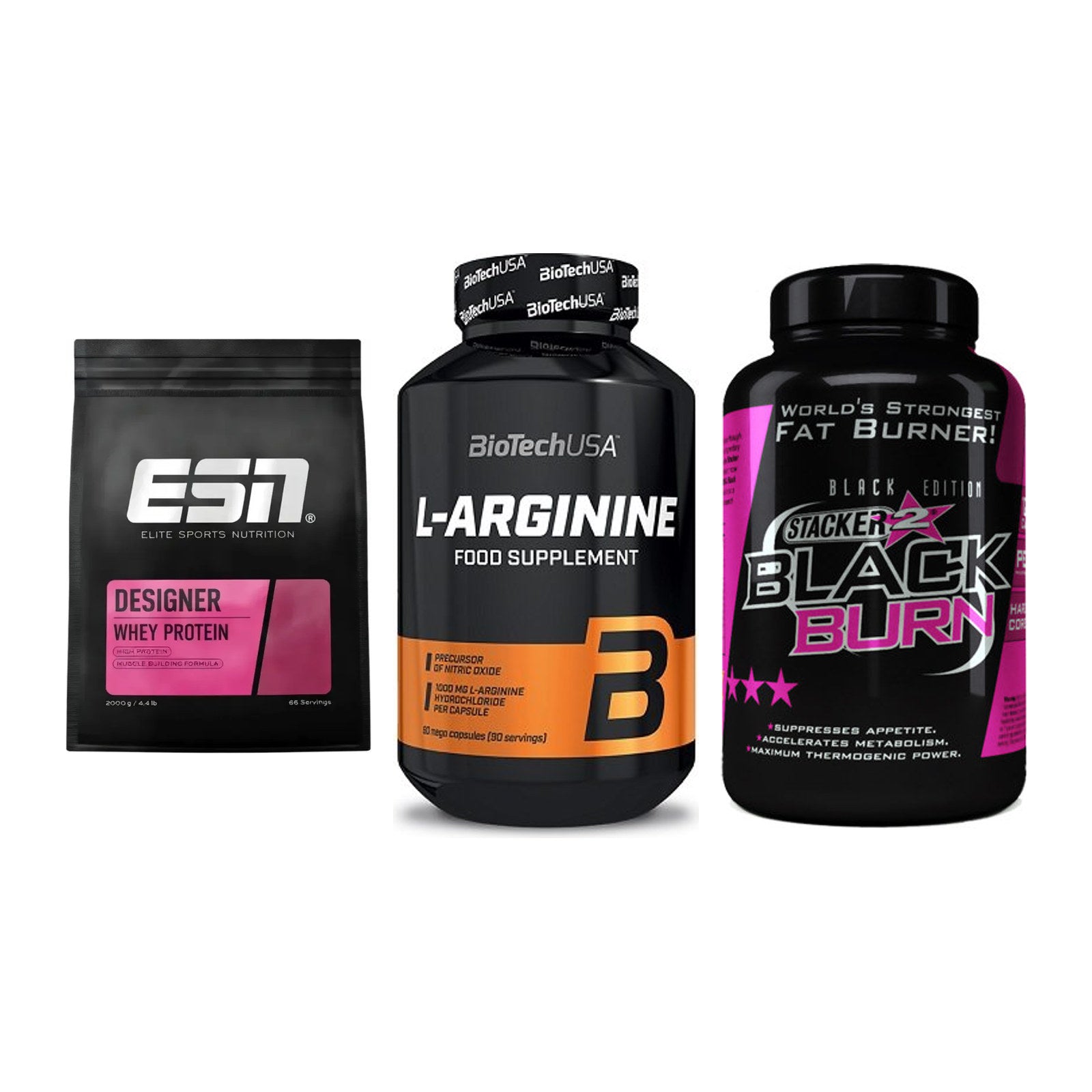 Definitionsphase-Set: ESN Designer + BioTech L-Argi + Stacker2 Black – alle enthaltenen Artikel