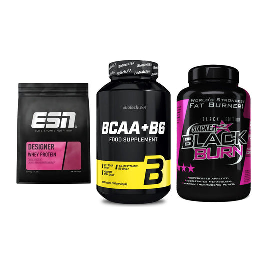Definitionsphase-Set: ESN Designer + BioTech BCAA+B + Stacker2 Black – alle enthaltenen Artikel