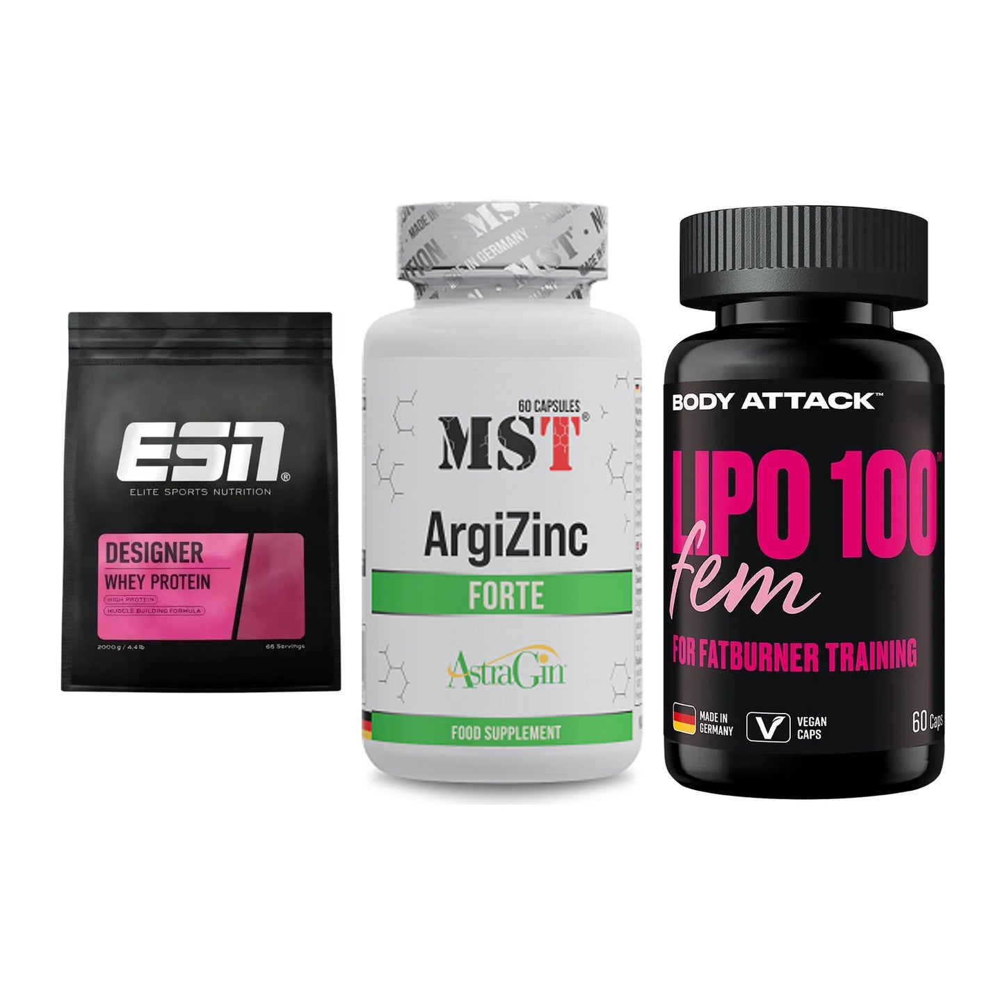 Definitionsphase-Set: ESN Designer + MST ArgiZinc + Body Attack – alle enthaltenen Artikel