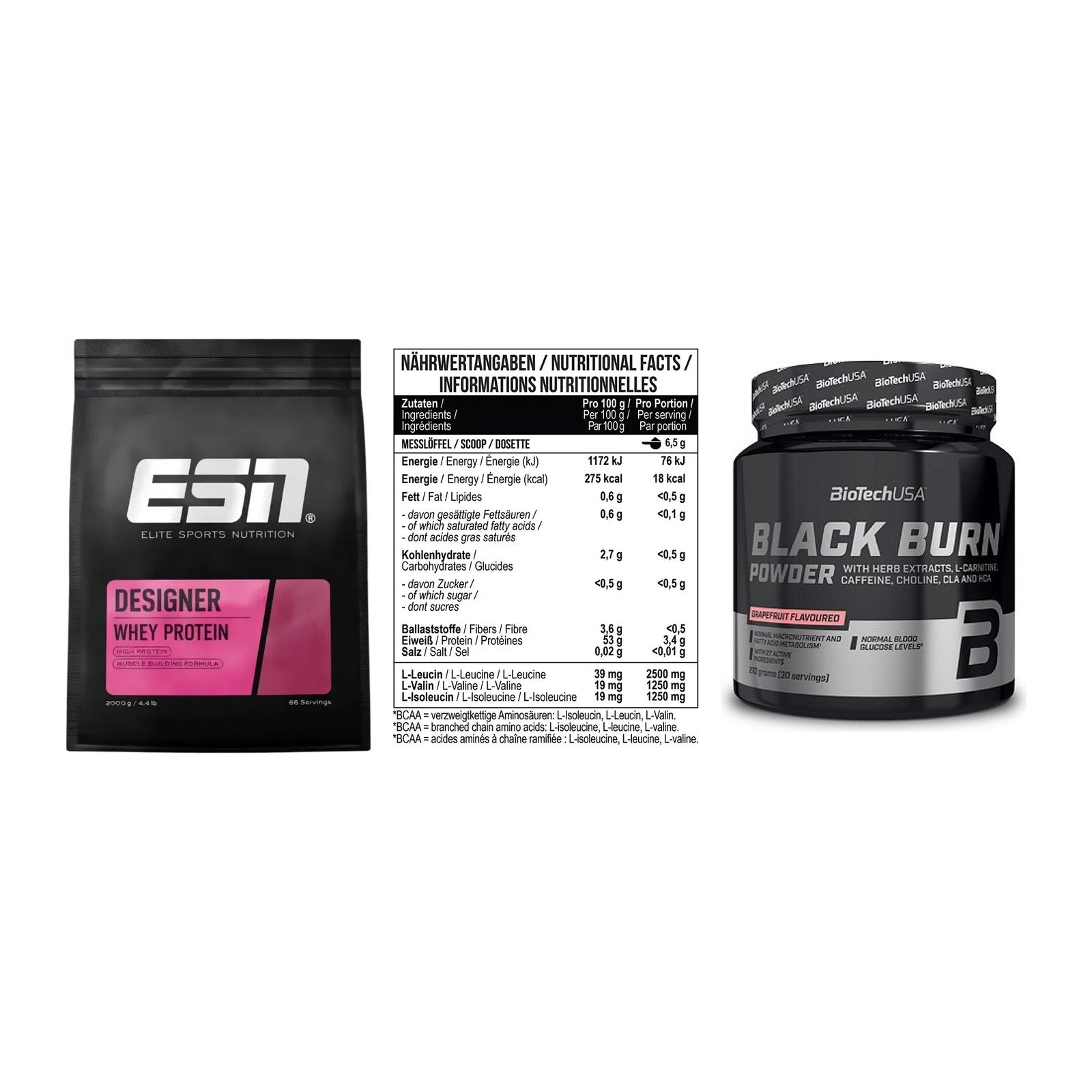 Definitionsphase-Set: ESN Designer + MST BCAA Zero + BioTech Black – alle enthaltenen Artikel