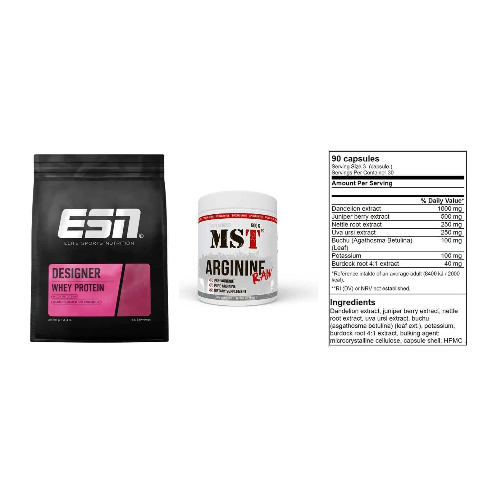 Definitionsphase-Set: ESN Designer + MST Arginine + GN Shred Cuts – alle enthaltenen Artikel
