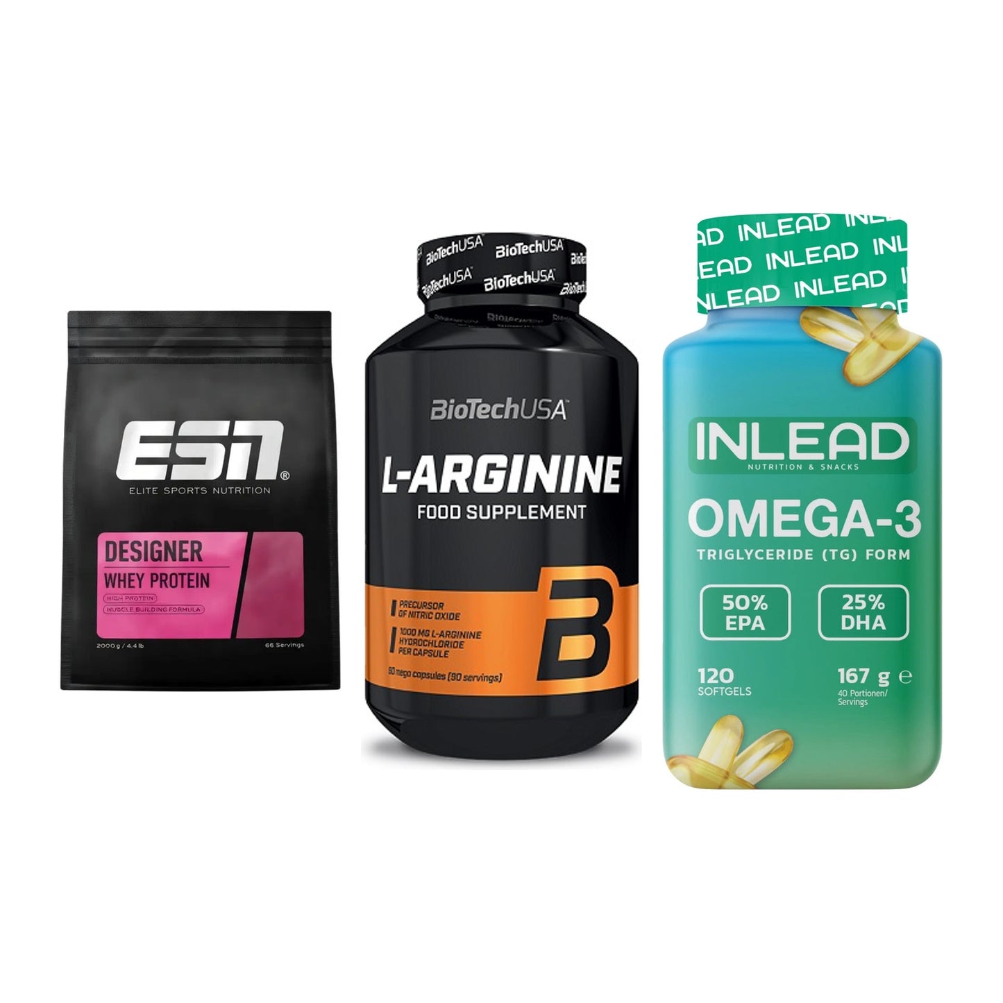 Definitionsphase-Set: ESN Designer + BioTech L-Argi + INLEAD Omega-3 – alle enthaltenen Artikel