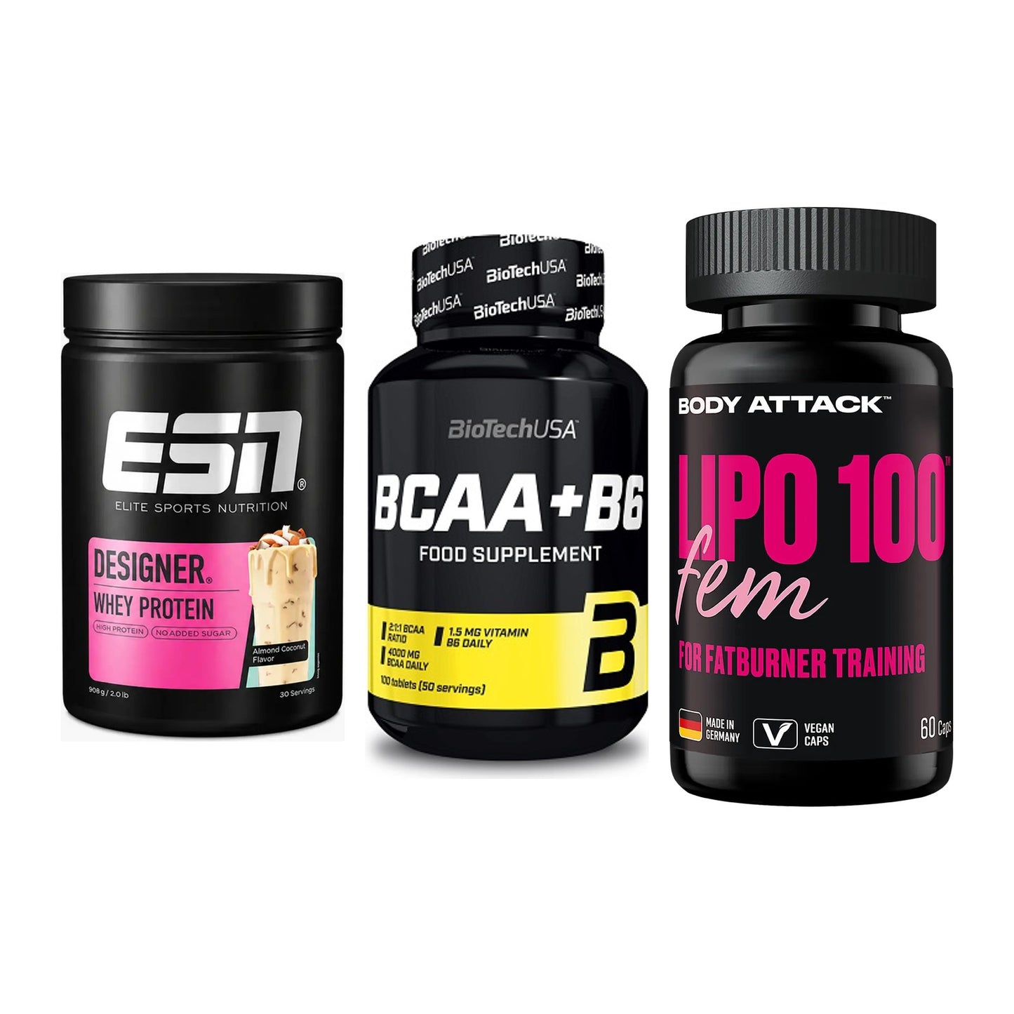 Definitionsphase-Set: ESN Designer + BioTech BCAA+B + Body Attack – alle enthaltenen Artikel