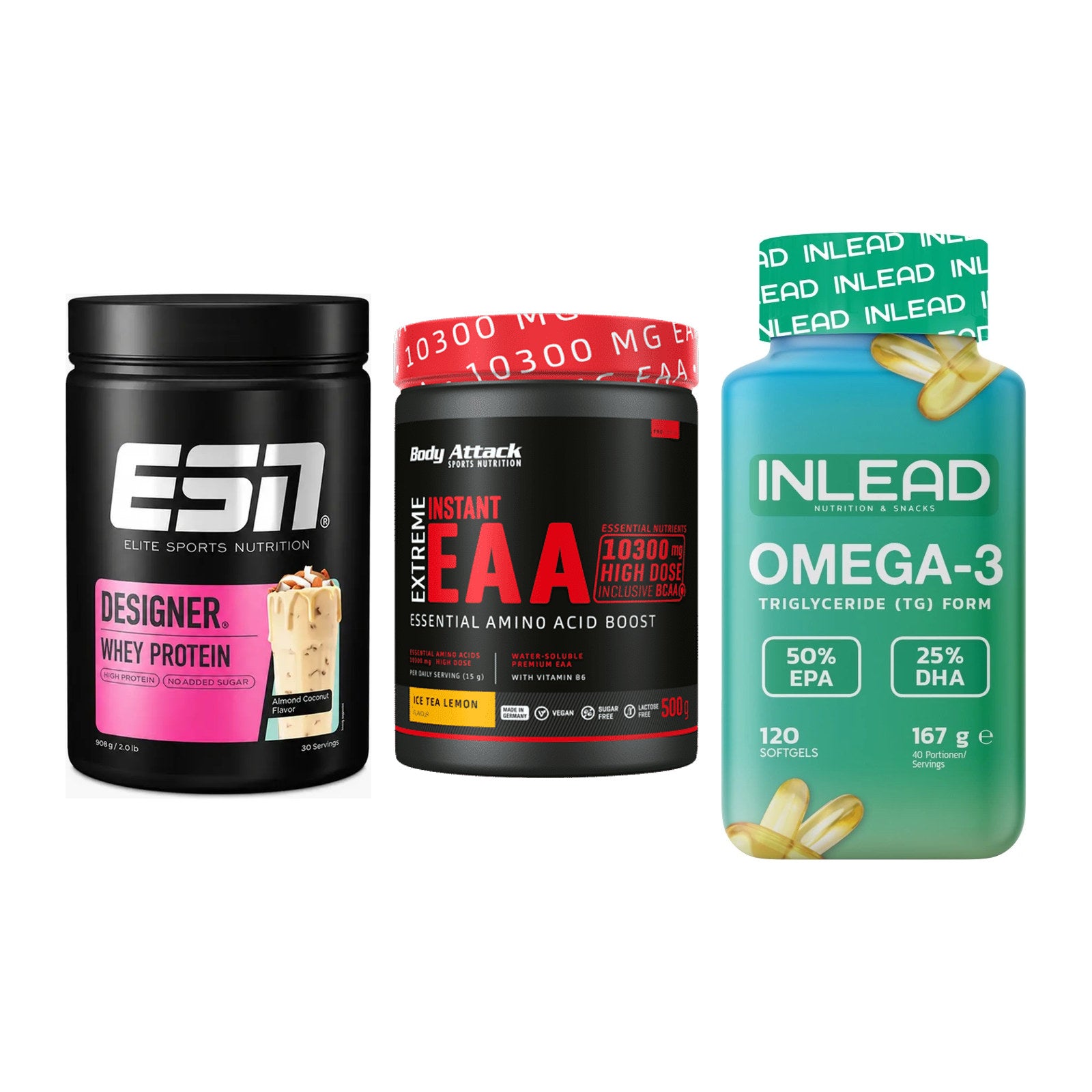 Definitionsphase-Set: ESN Designer + Body Attack + INLEAD Omega-3 – alle enthaltenen Artikel
