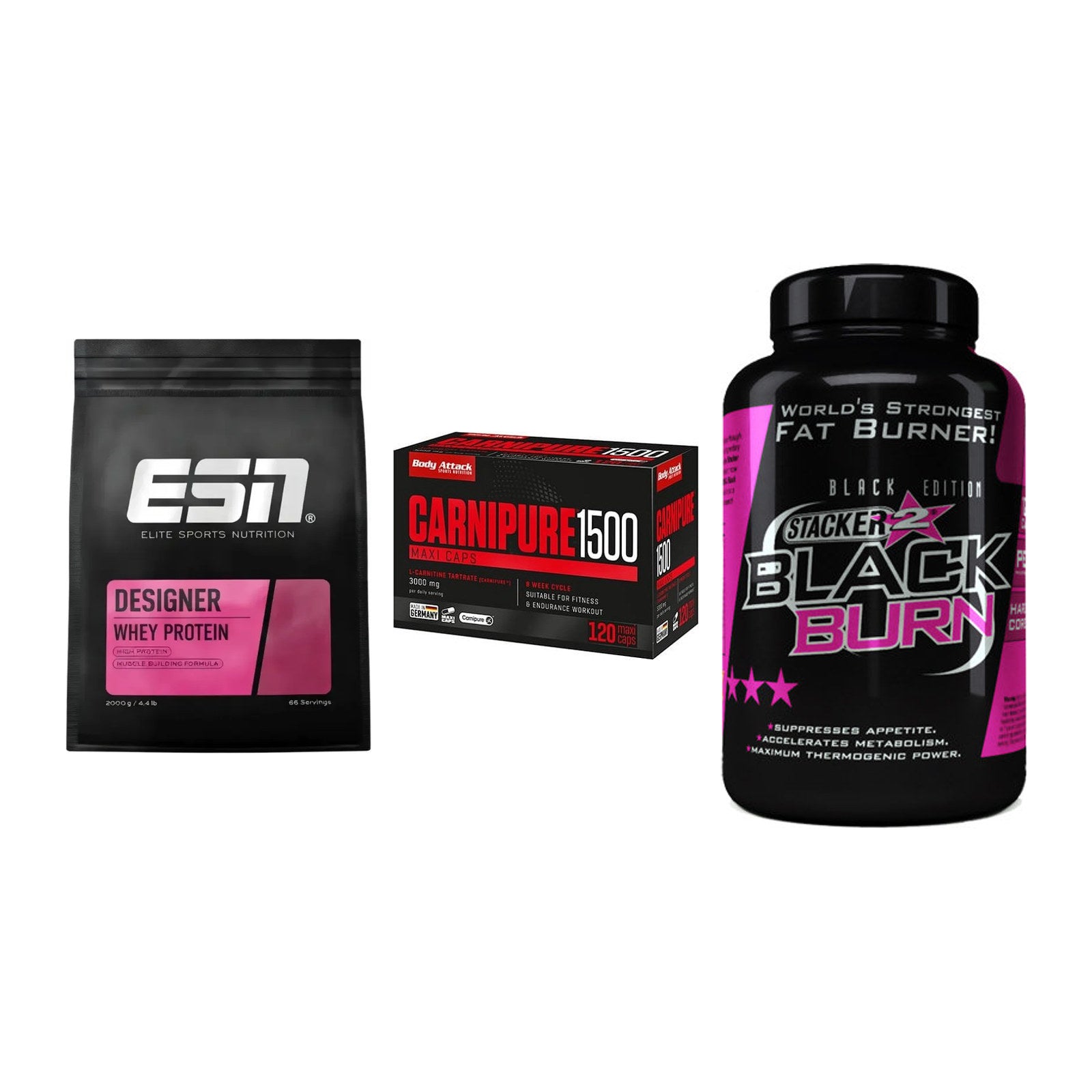 Definitionsphase-Set: ESN Designer + Body Attack + Stacker2 Black – alle enthaltenen Artikel