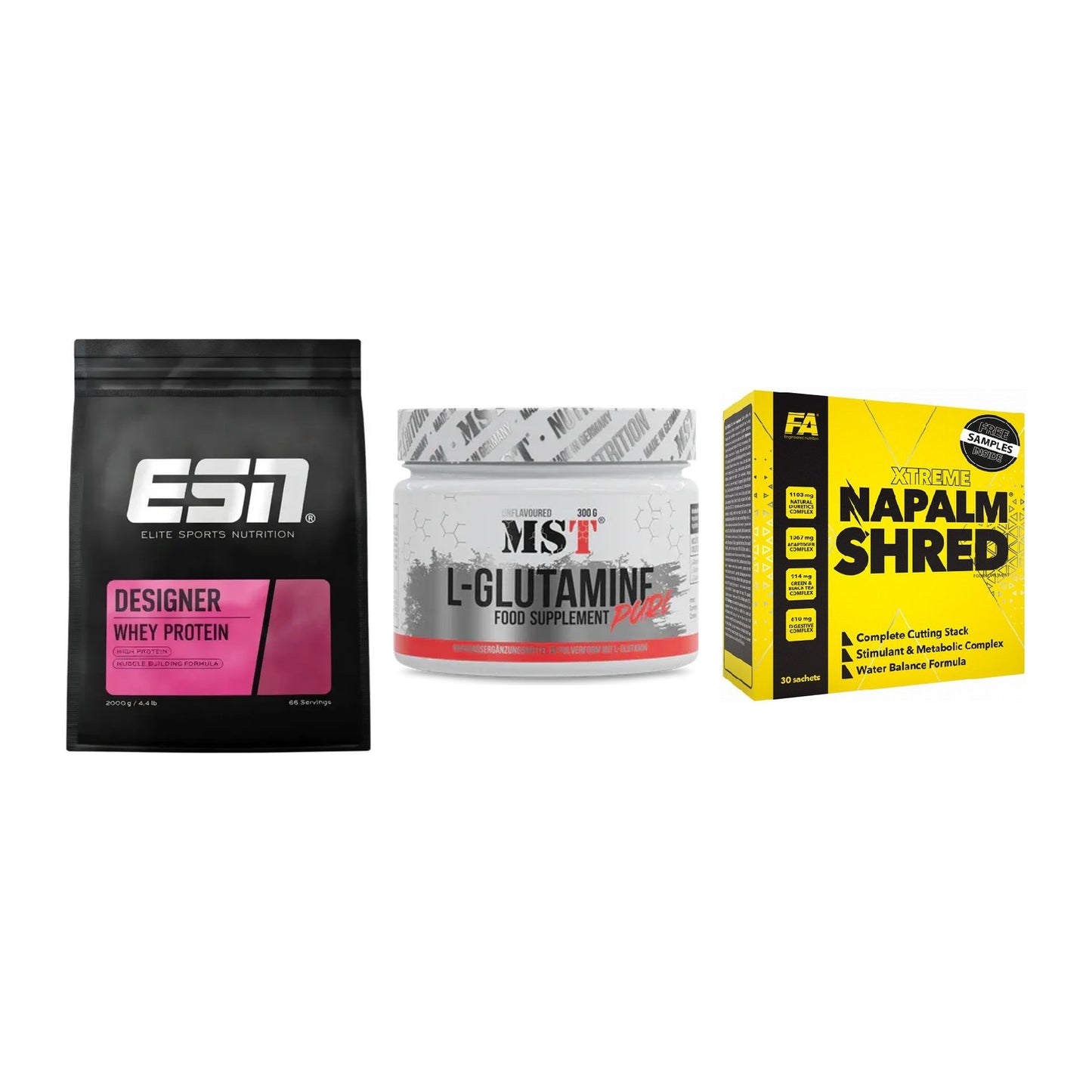 Definitionsphase-Set: ESN Designer + MST Glutamine + FA Nutrition – alle enthaltenen Artikel