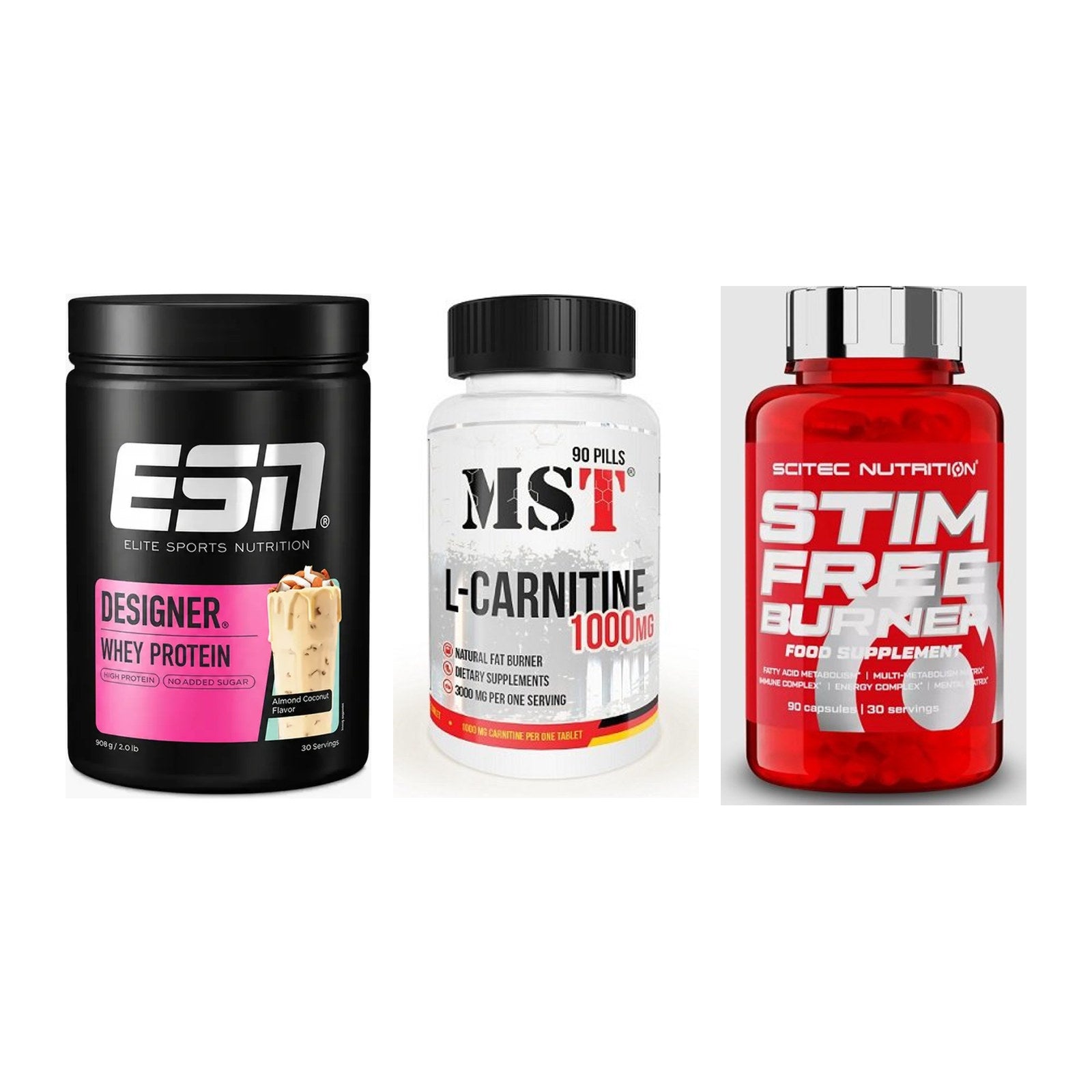 Definitionsphase-Set: ESN Designer + MST L-Carnitin + Scitec Stim – alle enthaltenen Artikel