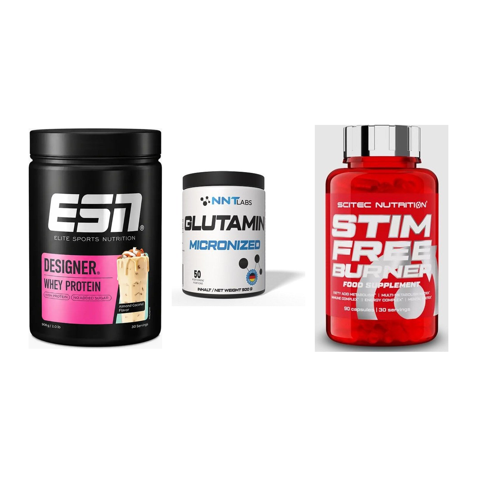 Definitionsphase-Set: ESN Designer + NNT Glutamin + Scitec Stim – alle enthaltenen Artikel
